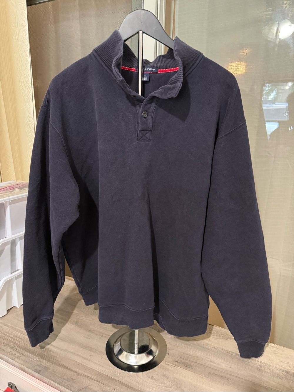 Lands' End Men's Dark Navy Quarter-Placket Pullover
